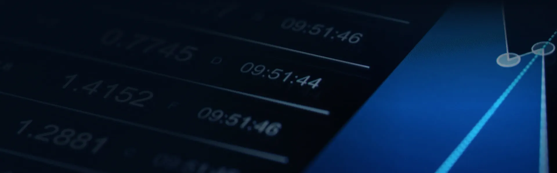 Close-up of financial data screen, illustrating cross-border payments for financial institutions.